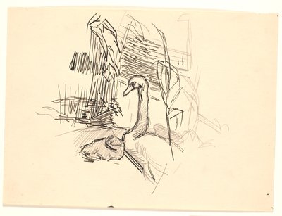 Ein Schwan mit Küken von Fritz Syberg