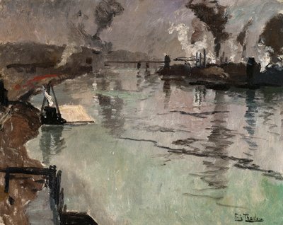 Schornsteine entlang des Flusses von Frits Thaulow