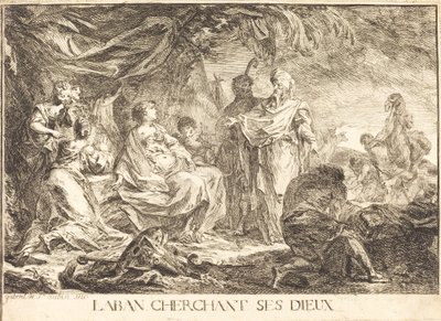 Laban sucht seine Götter von Gabriel Jacques de Saint Aubin