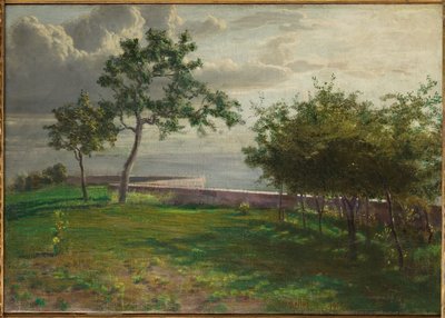 Ansicht mit Bäumen und einer kleinen Mauer von Gaetano Bellei