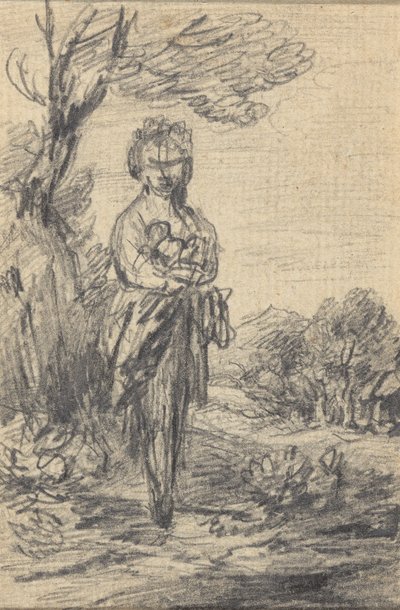 Stehende weibliche Figur in einer Landschaft von Gainsborough Dupont