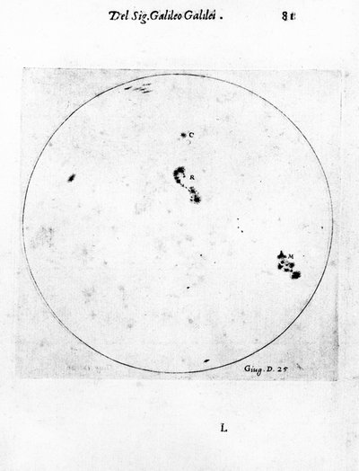 Galileos Beobachtung der Sonnenflecken, 1613 von Galileo Galilei