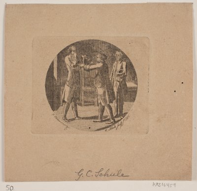Vignette mit drei Männern von Georg Christian Schule
