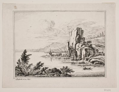 Gebirgslandschaft an einem See von Georg Mathias Fuchs