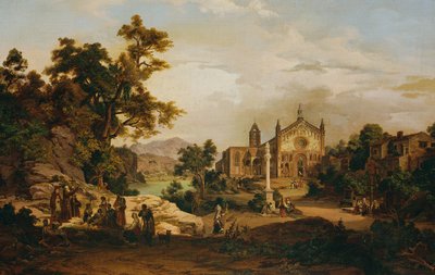 Italienische Landschaft mit Pilgern von Georg Petzolt