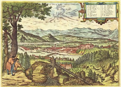 Linz, Österreich von Georg and Hogenberg Franz (1535 90) Braun