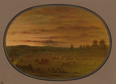 Ein Indianerlager bei Sonnenuntergang, 1861-1869 von George Catlin