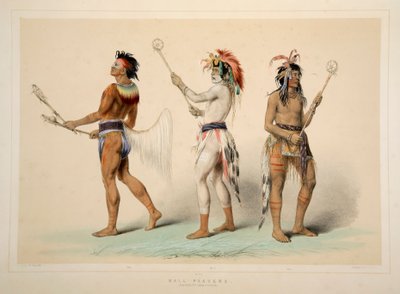 Ballspieler, veröffentlicht 1845, Farblithographie von George Catlin