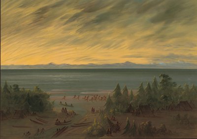 Nayas Dorf bei Sonnenuntergang, 1855-1869 von George Catlin