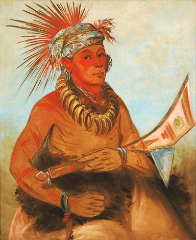 Pah-ta-cóo-chee, Schießende Zeder, ein Tapferer, 1832 von George Catlin