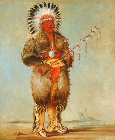 Ráw-no-way-wóh-krah, Lose Pfeifenstiel, ein Tapferer, 1832 von George Catlin