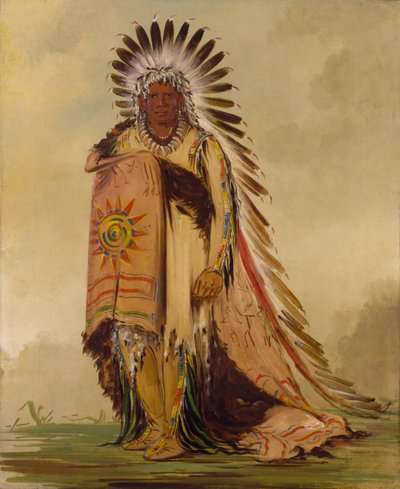 Wán-ee-ton, Häuptling des Stammes, 1832 von George Catlin