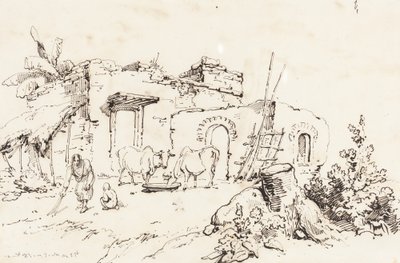 Dorfszene in Indien [verso] von George Chinnery