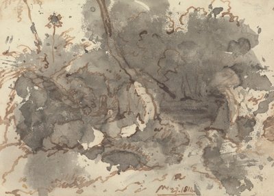 Reetgedecktes Gebäude im Wald von George Chinnery