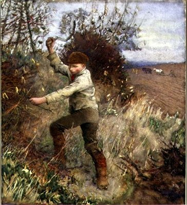 Junge schneidet eine Hecke, 1890 von George Clausen
