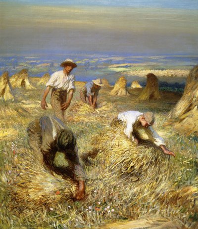 Ernte, das Binden der Garben von George Clausen