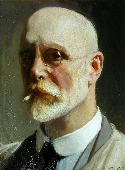 Selbstporträt mit Zigarette von George Clausen
