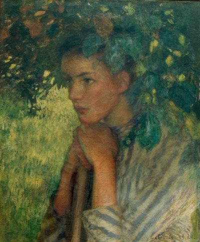 Der Heumacher: Eine Studie in Schatten von George Clausen