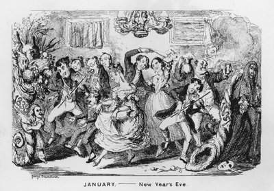 Januar, Silvester (Gravur) von George Cruikshank