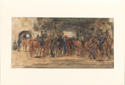 Rastende Kavallerie auf einem Platz von George Hendrik Breitner