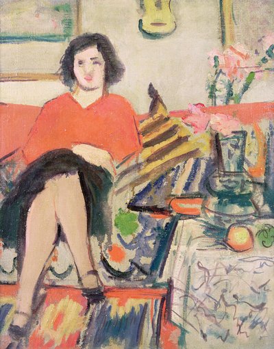 Interieur mit einer Figur von George Leslie Hunter