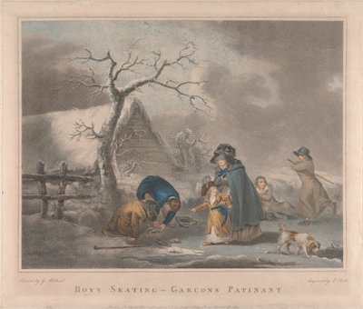 Vierer-Set: Jungen beim Schlittschuhlaufen von George Morland