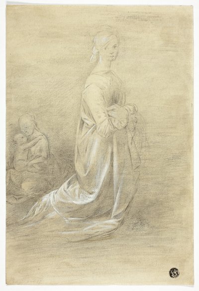 Kniende Frau, sitzende Mutter und Kind von George Romney