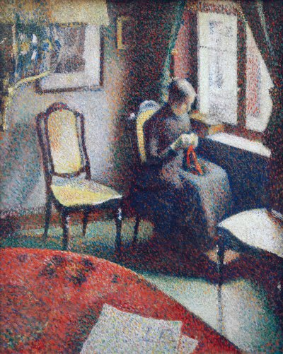 Frau, die am Fenster näht von Georges Lemmen