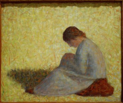 Bäuerin im Gras sitzend von Georges Seurat