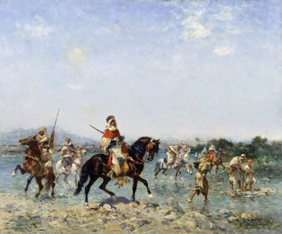 Arabische Kavallerie durchquert einen Fluss von Georges Washington