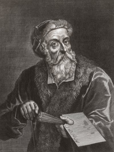 Tizian. Porträt. (Druck) von Gerard (after) Edelinck
