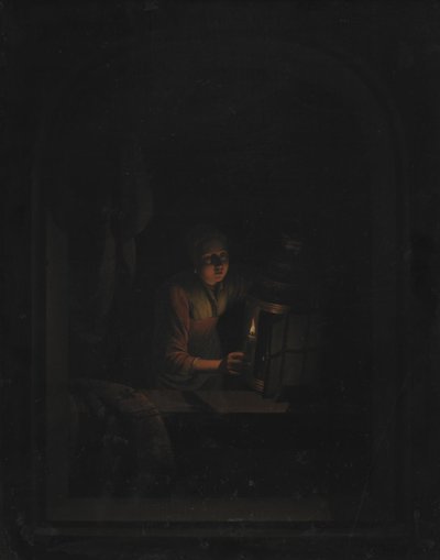 Mädchen mit einer Kerze von Gerrit Dou