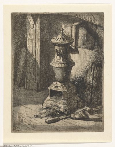 Studie eines Interieurs mit Ofen von Gerard Jan Bos