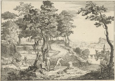 Landschaft mit Badenden und Anglern von Gerard Melder