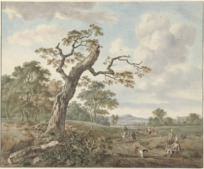 Landschaft mit Jagdgesellschaft auf einem Landweg von Gerard van Nijmegen