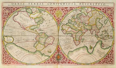 Doppelhemisphären-Weltkarte, 1587 von Gerardus Mercator