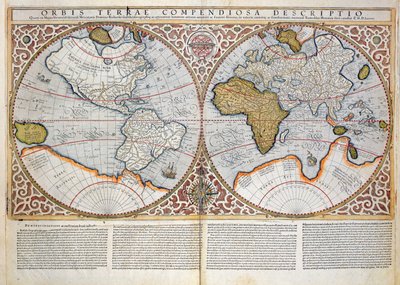 Doppel-Hemisphären-Weltkarte, 1587 von Gerardus Mercator