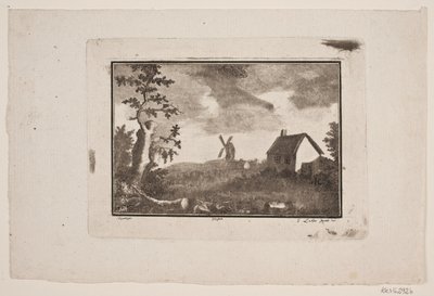 Landschaft mit Haus und Mühle von Gerhard Ludvig Lahde