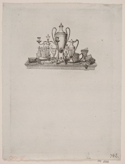 Stillleben mit Silbergegenständen von Gerhard Ludvig Lahde