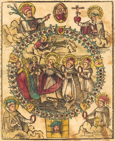 Madonna im Rosenkranz mit Heiligen von German 15th Century