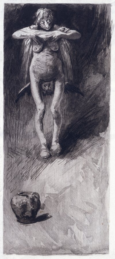 Eine Hexe, die die Nacht repräsentiert von German School