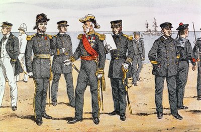 Französische Marineuniformen, späte 19. Jahrhundert von German School