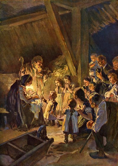 Deutsche Weihnachtsszene mit Kindern, um 1908 von German School