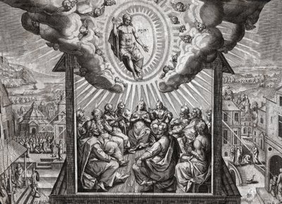 Jesus Christus und die Apostel. (Gravur) von German School