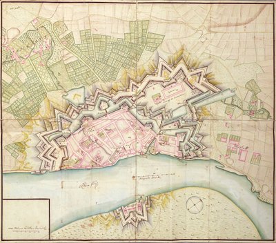 Karte von Düsseldorf, 1736 von German School