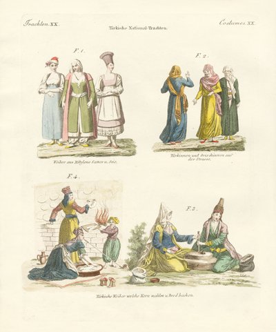 Türkische Nationalkostüme (Farbstich) von German School