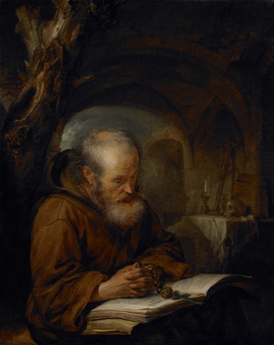 Ein Einsiedler beim Beten, 1670 von Gerrit Dou