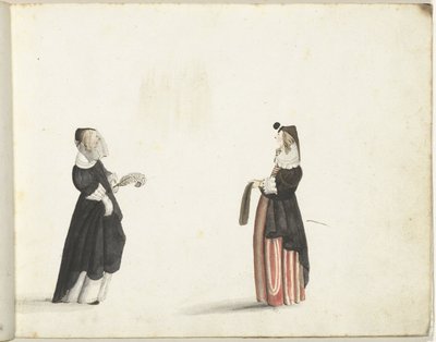 Zwei stehende Frauen im Profil von Gesina ter Borch