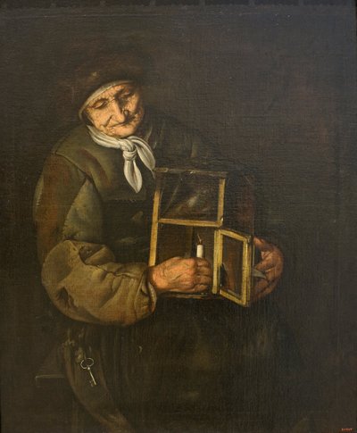 Alte Frau mit einer Lampe von Giacomo Francesco Cipper
