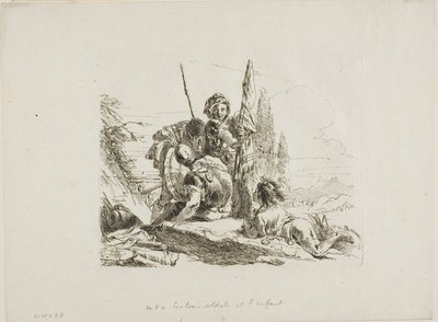 Drei Soldaten und ein Junge, aus Capricci von Giambattista Tiepolo